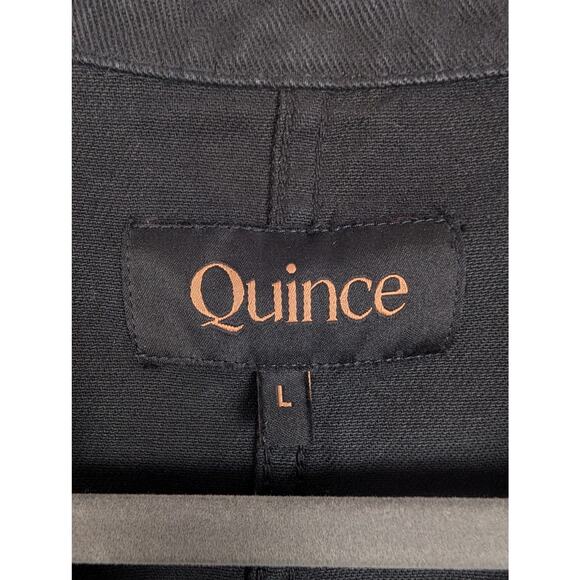 Quince Chore Jacket Organic Comfort Stretch Shacket Denim Oversized Black Size L - Picture 10 of 12
